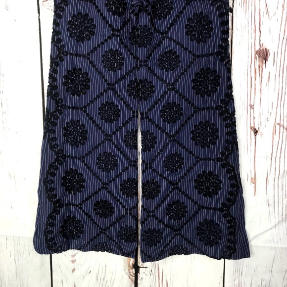 Anthropologie Ett:twa high waisted pinstripe eyelet embroidered wide leg pants - Picture 4 of 9
